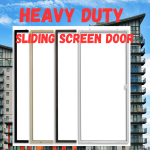 EZ Slide Heavy Duty Sliding Screen Door with apartment building