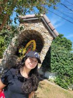 Artist Angel Mia is sporting the brand new St Michael the Archangel hat