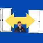Double sliding screen door with Steve Tristan and arrow yellow