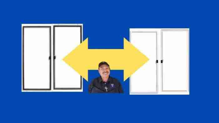 Thumbnail for double sliding screen doors Double sliding screen door with Steve Tristan and arrow yellow