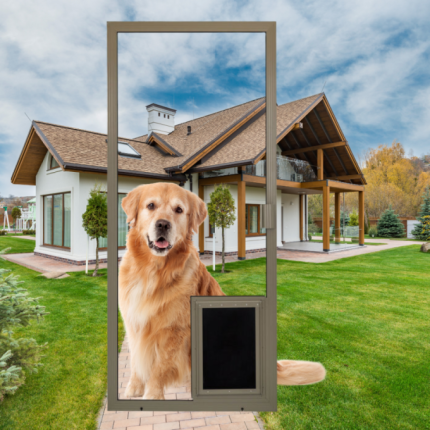 Sliding Screen Door with Doggy Door Pet Doors with Labrador