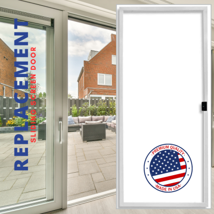 Grey Sliding Screen Door Replacement for patio glass sliders