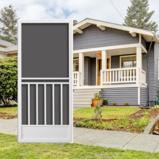White Craftsman Swinging Screen Door
