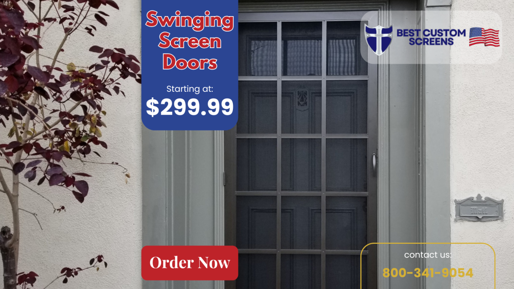 Hinged Swinging Screen Doors available to order online at bestcustomscreens.com or install in Los Angeles or Las Vegas